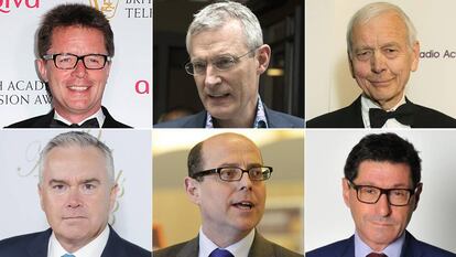 Nicky Campbell, Jeremy Vine, John Humphrys, Huw Edwards, Nick Robinson e Jon Sopel.