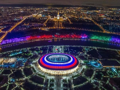 Vista a&eacute;rea del estadio Luzhniki, en Mosc&uacute;.