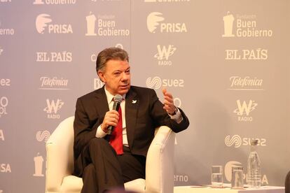 Juan Manuel Santos, presidente de Colombia, durante su participación en el Foro Los beneficios de la Paz en Colombia