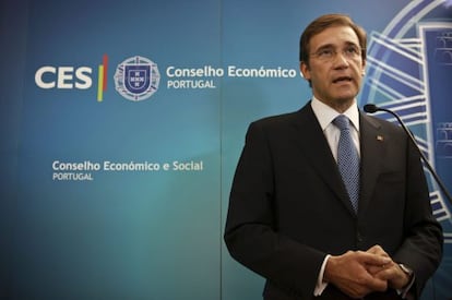 Passos Coelho, el lunes en rueda de prensa.