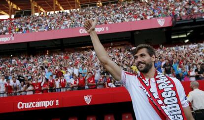 Fernando Llorente, en su presentación en el Sánchez Pizjuán. 