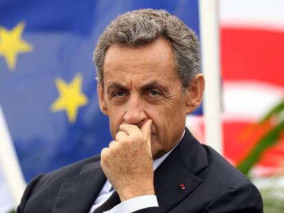 Nicolas Sarkozy, en un acto de Los Republicanos, este domingo.