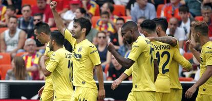 Triguero celebra el segundo gol del Villarreal en Mestalla.