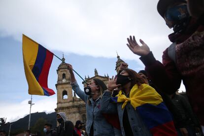 Una protesta en las calles de Bogotá en contra del Gobierno de Iván Duque, en septiembre de 2020.