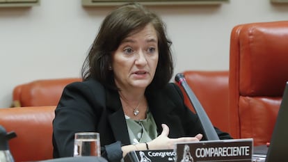 La presidenta de la Airef, Cristina Herrero, en el Congreso.