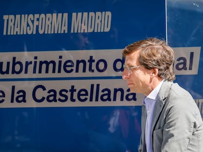 José Luis Martínez-Almeida, este miércoles durante la presentación del acto en los alrededores de las Torres de Madrid, en una imagen del PP.