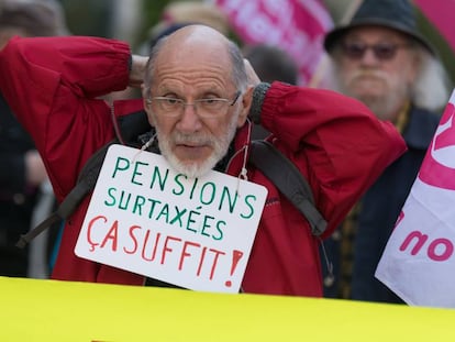 Manifestación de pensionistas en Nantes, en abril.