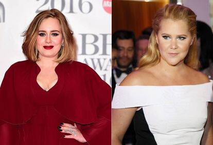 La cantante Adele y, a la derecha, la actriz Amy Schumer.