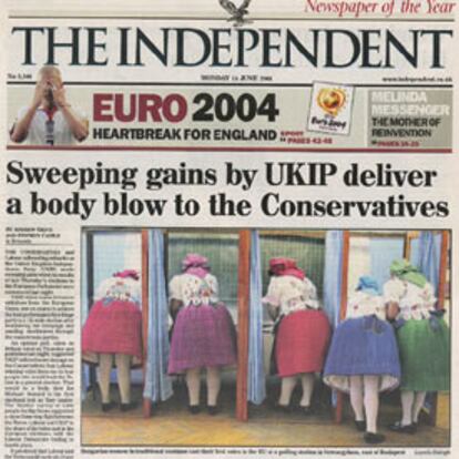 <i>The Independent</I> destaca que el excelente resultado del euroescéptico UKIP supone un duro golpe a las aspiraciones de los <i>tories</i> por desbambacar a Blair.