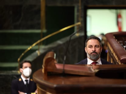 El líder de Vox, Santiago Abascal, en el Congreso de los Diputados (Madrid), el 26 de mayo de 2022.