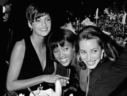 Linda Evangelista, Naomi Campbell y Christy Turlington, «la Trinidad», en 1989.