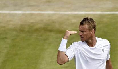 Hewitt celebra un punto durante su partido con Janowicz. 