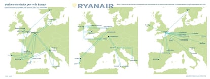 Vuelos de Ryanair cancelados el miércoles 20-9-2017
