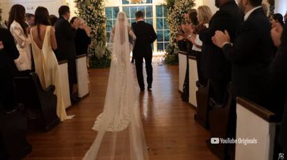 Justin Bieber y Hailey Baldwin, en la celebración de su boda.