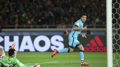 Suárez celebra el seu primer gol contra el Guangzhou a la semifinal del Mundial de Clubs.