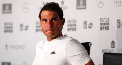 Nadal, durante su comparecencia en la Caja Mágica.