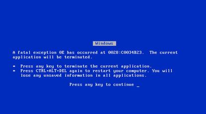 Pantallazo azul de error en Windows