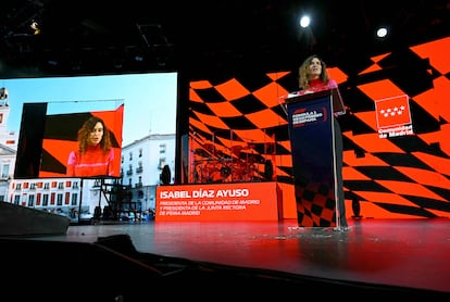 Isabel Díaz Ayuso, durante su intervención en Ifema, este martes.