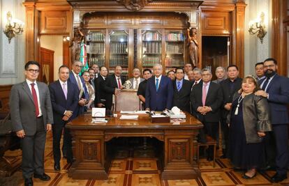 Una reunión entre López Obrador y la comunidad evangélica, en febrero pasado.