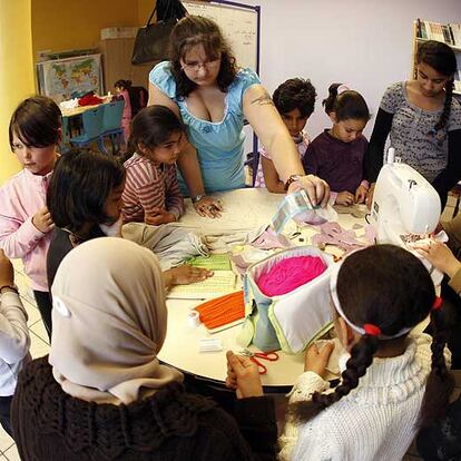 Una clase en una escuela de primaria de Estrasburgo con alumnos inmigrantes.