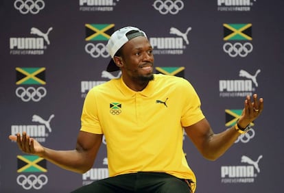 Usain Bolt, en una rueda de prensa en R&iacute;o. 