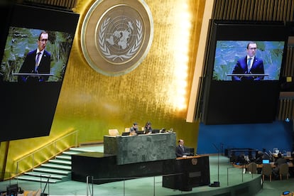 El ministro de Asuntos Exteriores de Noruega durante la 79ª sesión de la Asamblea General de la ONU, en septiembre de 2024