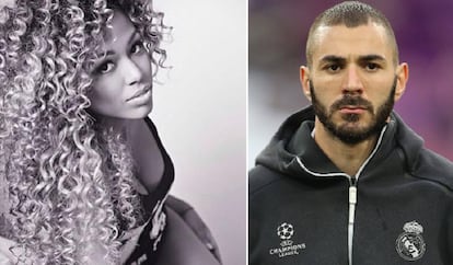 La modelo Cora Gauthier y el futbolista Karim Benzema.