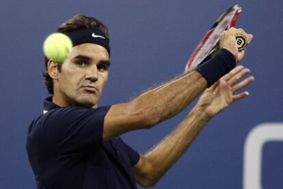 Roger Federer, durante su duelo contra Robin Soderling.
