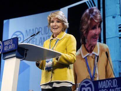 Esperanza Aguirre, durante su intervenci&oacute;n en el XVI Congreso del PP de Madrid.