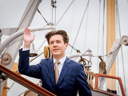 Prince Christian of Denmark arrives at the Royal Yaught Dannebrog for a lunch during the 50th anniversary of the accession of Queen Margaret II of Denmark to the throne, September 10, 2022 in Copenhagen, Denmark.