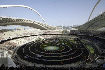 Interior del estadio olímpico de Atenas durante la celebración del Rally Acrópolis, en 2006. 