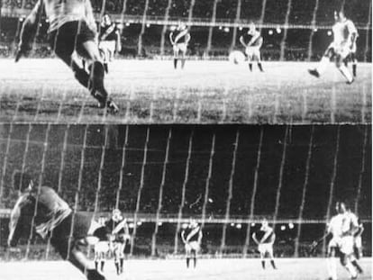 Secuencia en la que Pelé marca su gol número 1.000 a Edgardo Andrada.