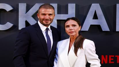 David Beckham y Victoria Beckham, durante es estreno en Londres del documental protagonizado por el exfutbolista.