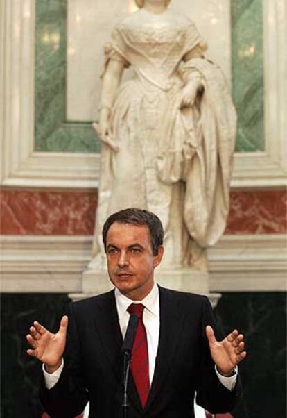 José Luis Rodríguez Zapatero, ayer en el Congreso.