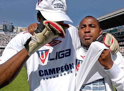 Jugadores del Liga Universitaria, al ganar la Liga de Ecuador.