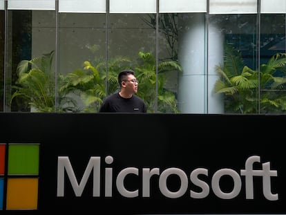 A sede da Microsoft em Pequim, nesta terça-feira.