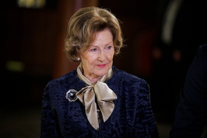 La reina Sonia de Noruega en la inauguración de una exposición en Oslo, el 6 de febrero de 2025.