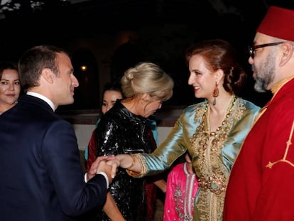 Una de las últimas fotos de la princesa Lalla Salma junto a Mohamed VI: durante la visita del presidente francés en junio de 2017. 
 
 