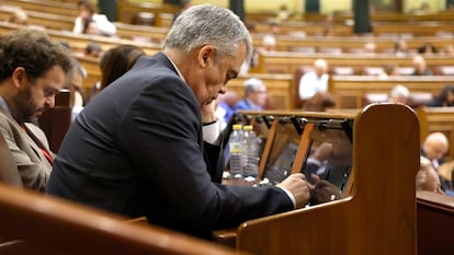 Santos Cerdán, este miércoles, en el Congreso de los Diputados.