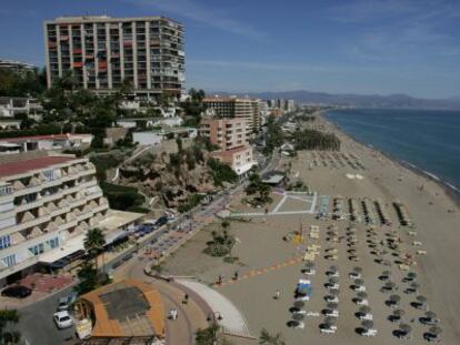 Vista de la playa de La Carihuela, en Torremolinos, Málaga