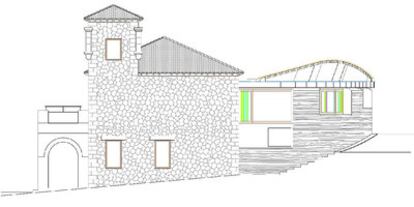 Plano del edificio del Ayuntamiento de Cabanillas de la Sierra, obra del arquitecto Enrique Pujana.