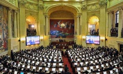 Primera sessão do novo Congreso colombiano.