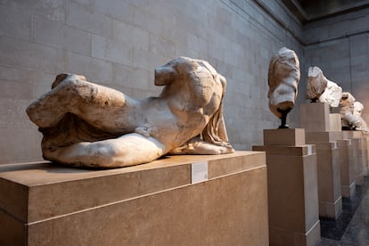 Algunos de los mármoles del Partenón expuestos en el Museo Británico de Londres.