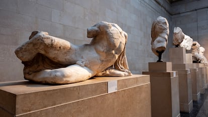 Algunos de los mármoles del Partenón expuestos en el Museo Británico de Londres.