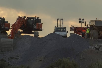 Heavy machinery being used to reach Julen.