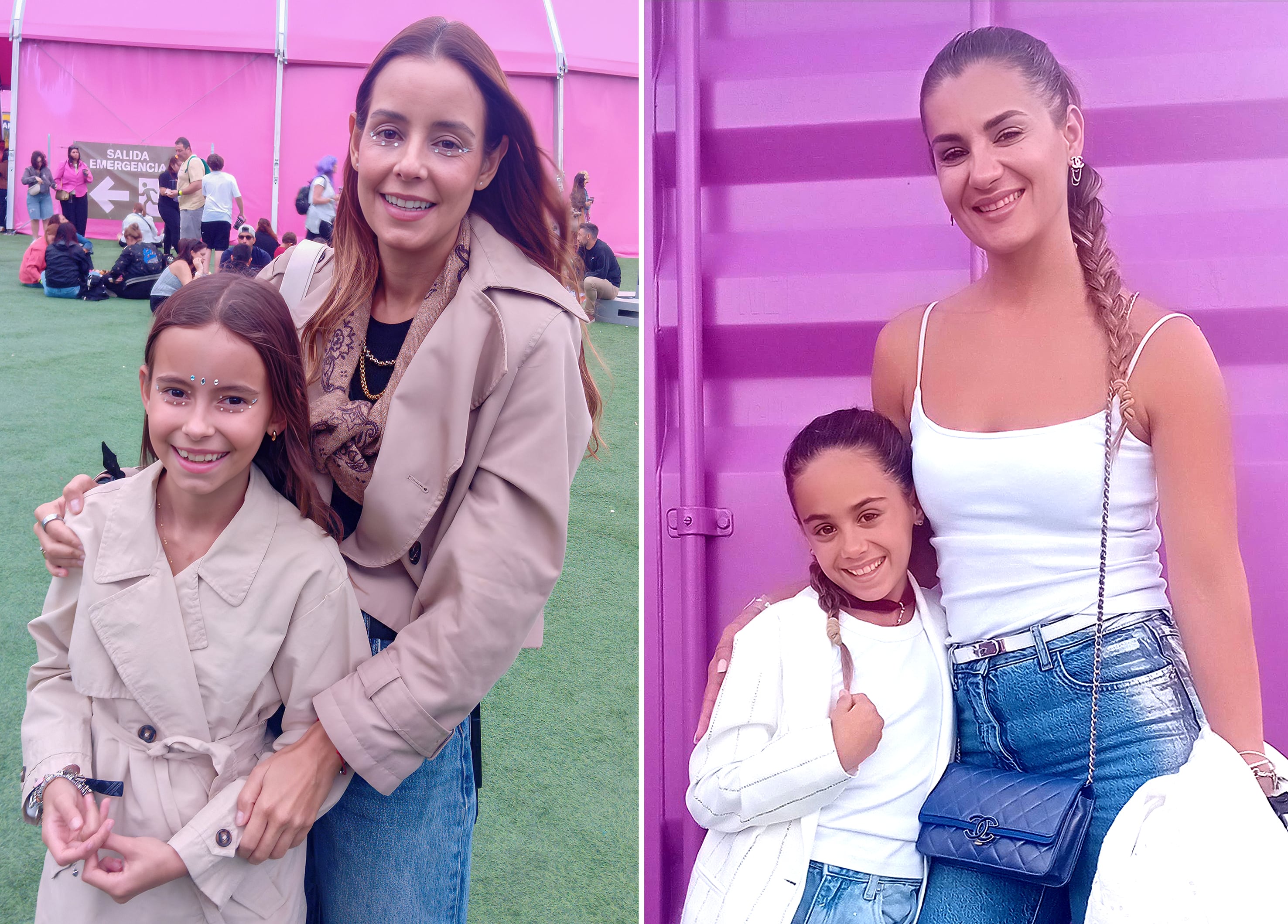 A la izquierda, Andrea (41), con su miniclon Olivia (10). A la derecha, Jona (37) y Sofía (nueve).