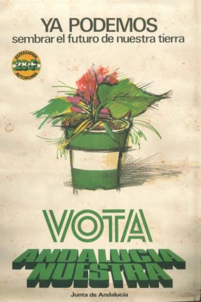 Cartel de la Junta de Andalucía llamando al voto en el referéndum del 28F.