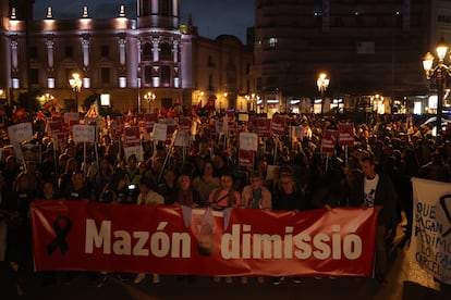 Momento de la manifestación en Valencia contra la gestión de la dana.