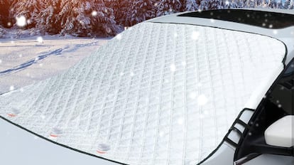 cómo evitar que se haga hielo en el parabrisas: cubierta magnética con bandas elásticas para el retrovisor