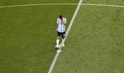 Messi durante el partido entre Argentina y Francia. 